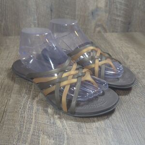 Crocs Women's Huarache Jelly Sandals Brown Gold Size 9 Casual Summer Comfort